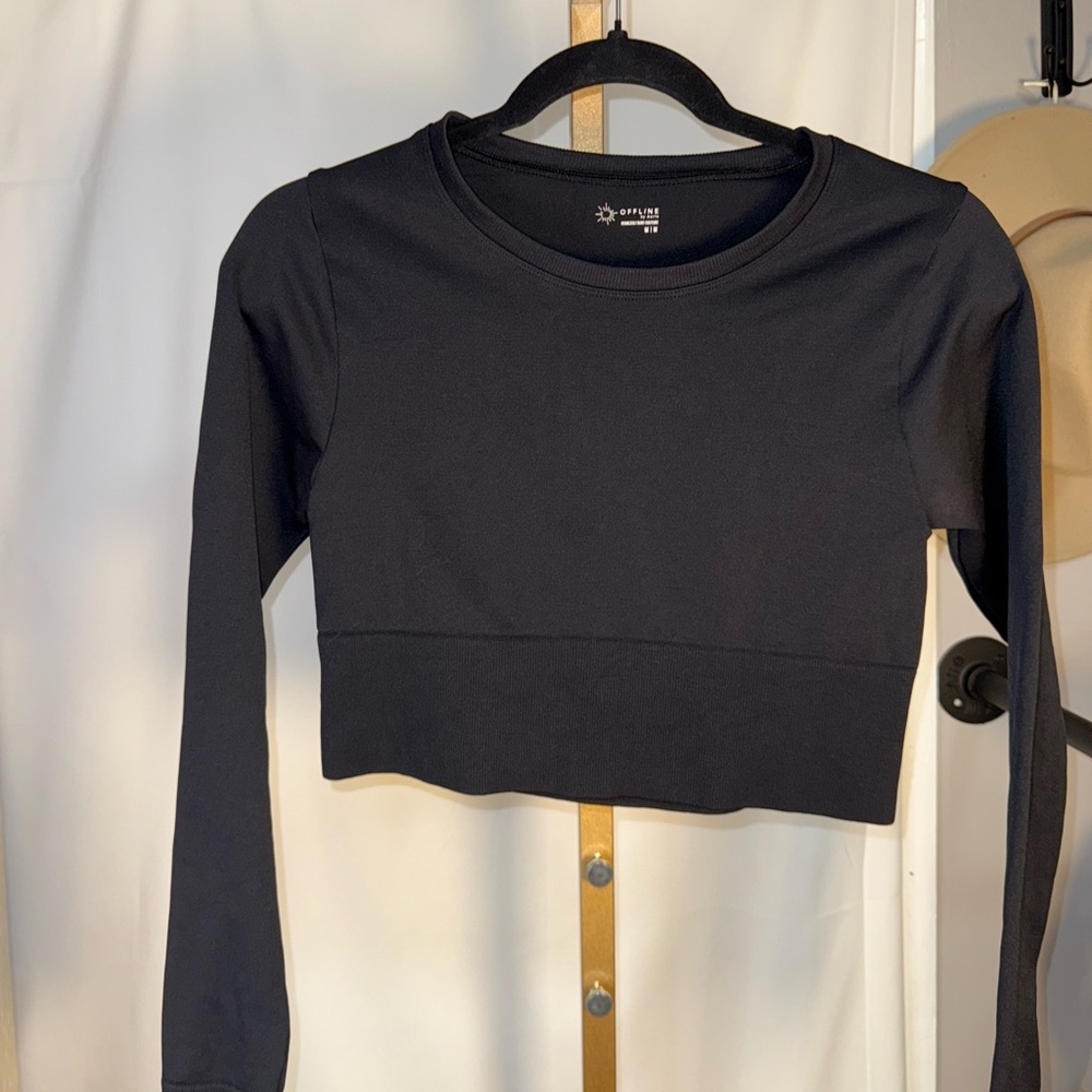 Aerie Black Long Sleeve Bodysuit